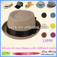 Chapéu de chapéu elegante Fedora Bowknot Promoção Chapéu de palha de papel 100%, LSP09